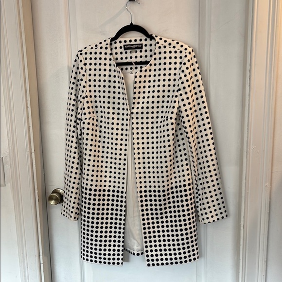 Karl Lagerfeld Black and White polka dot Blazer- medium - Picture 1 of 3